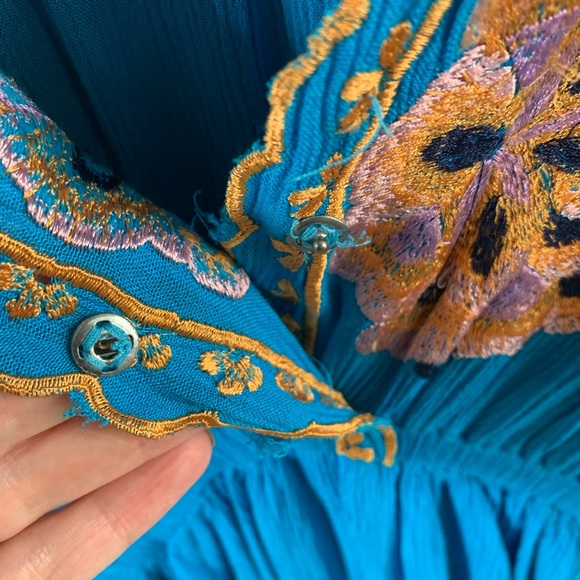 NWOT Free People Turquoise Cora Mini Dress - Picture 6 of 11